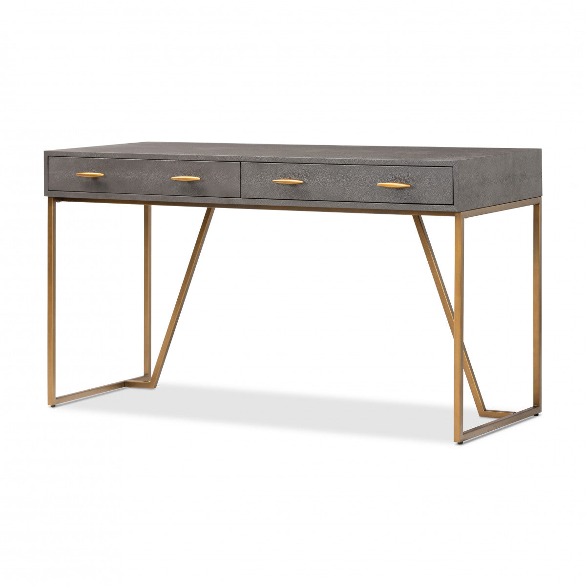 DI Designs Hampton Brown Shagreen & Bronze Desk | 2 Drawers